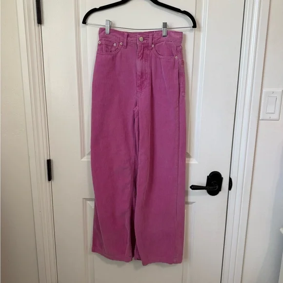 BDG from Urban Outfitters- Vibrant Pink Corduroy Trousers. Wide Leg - Picture 3 of 9